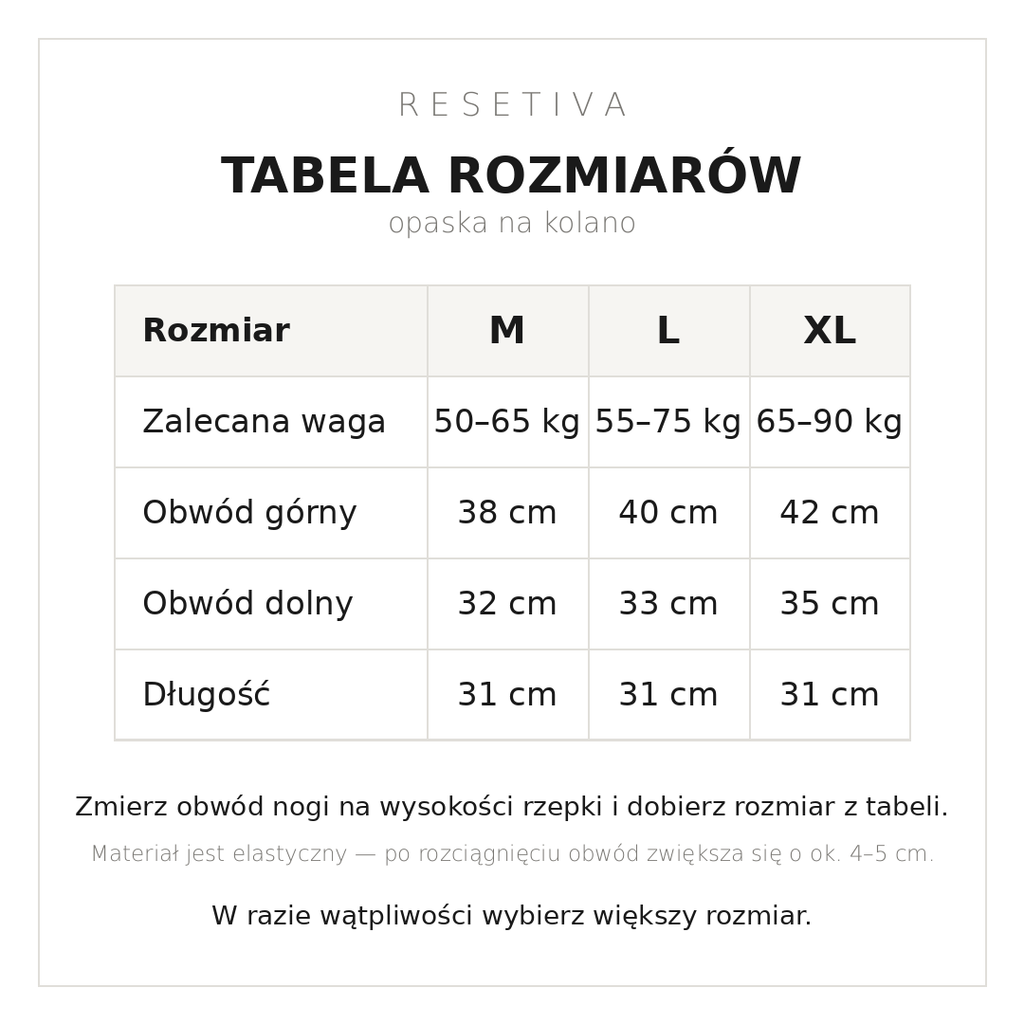 Opaska na kolano Resetiva — stabilizacja i komfort